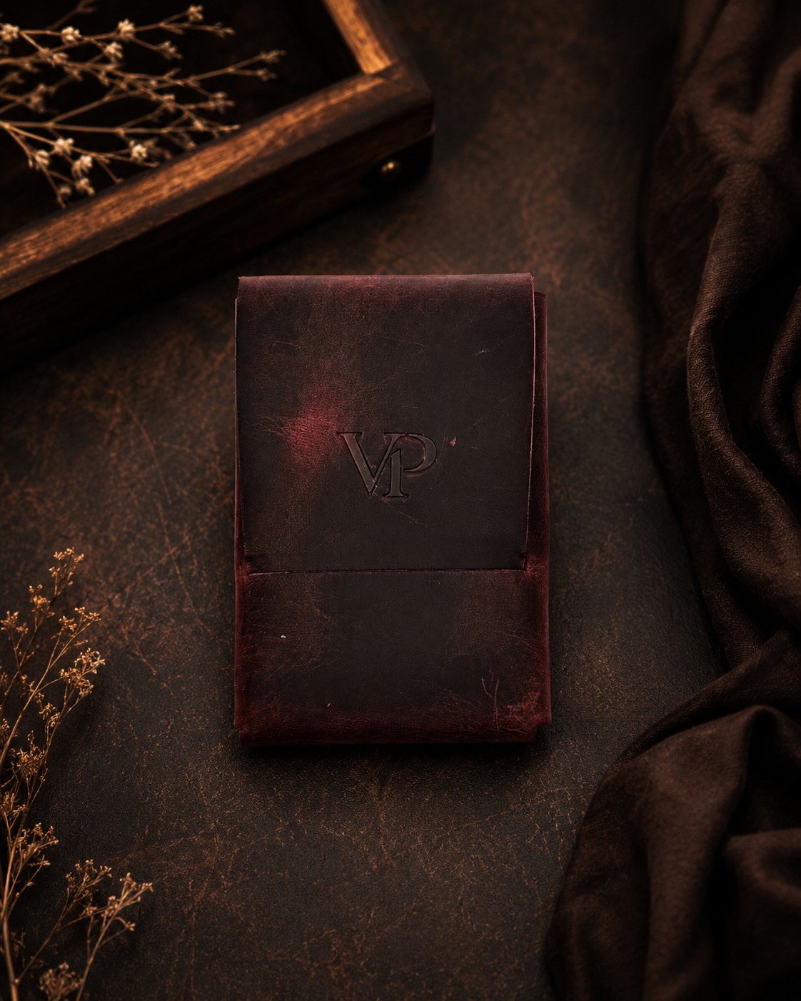 Fold Card Wallet in Burgundy 1
