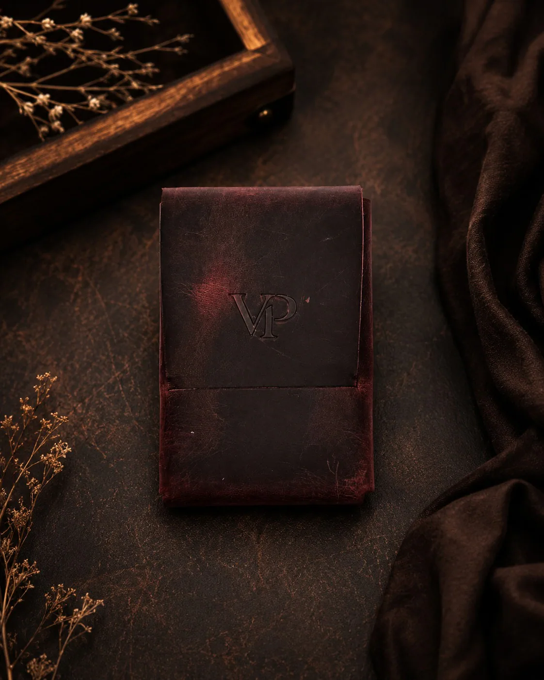 Fold Card Wallet in Burgundy 1