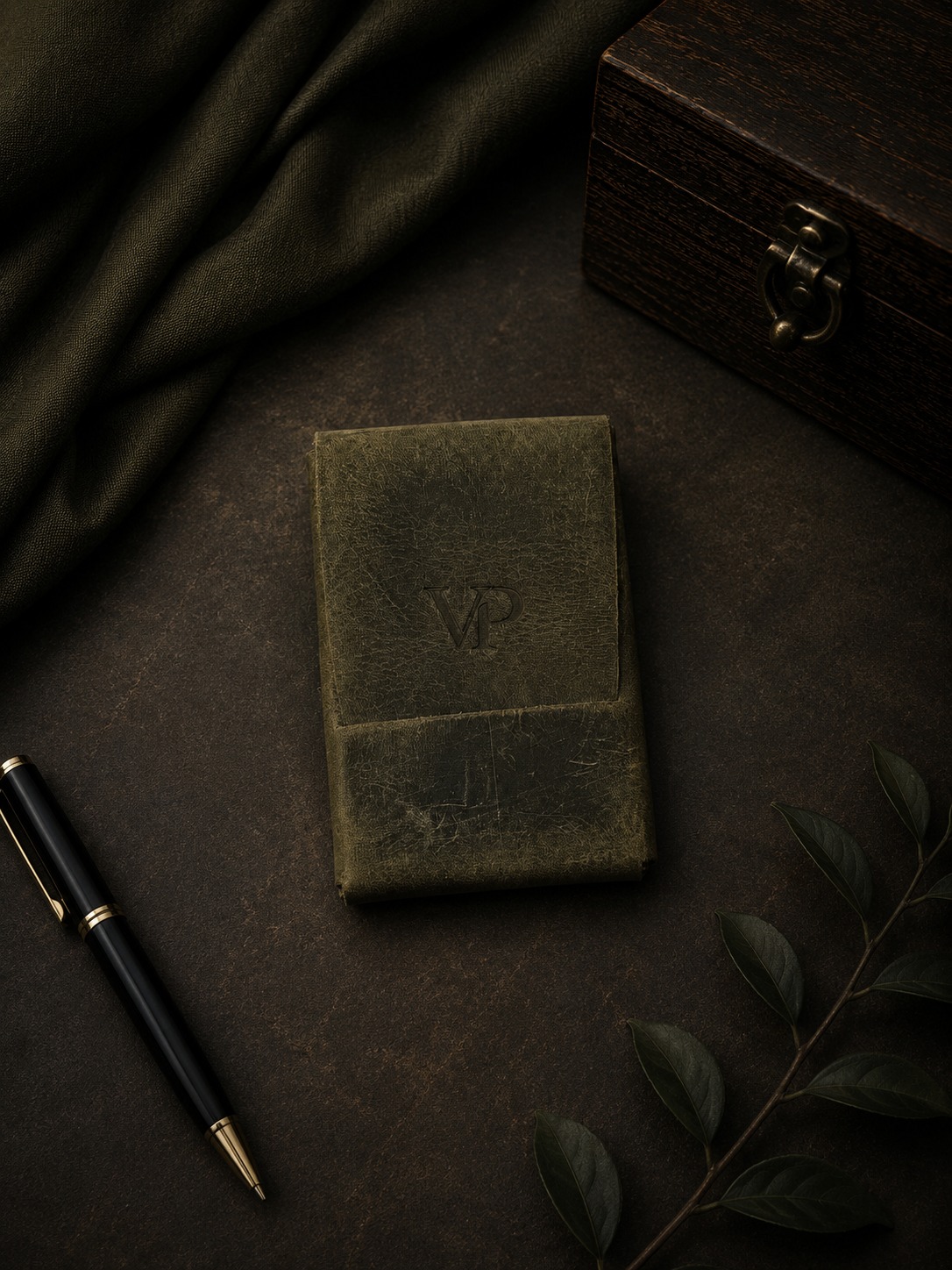 Fold Card Wallet in Moss Green 2