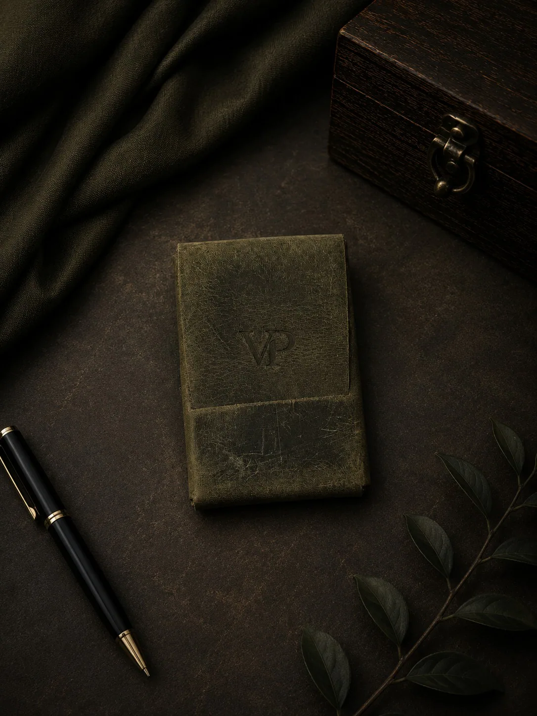Fold Card Wallet in Moss Green 2