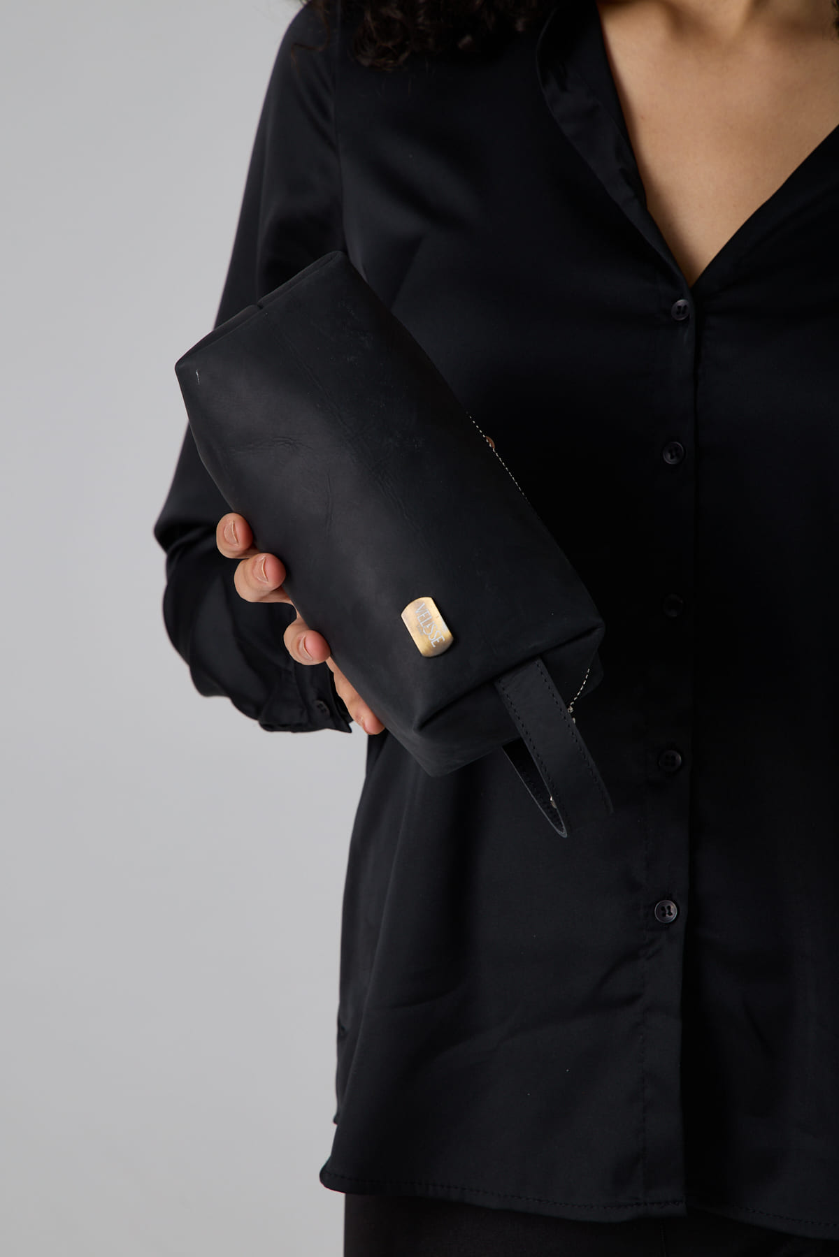 Compact Zip Pouch in Black, view 1