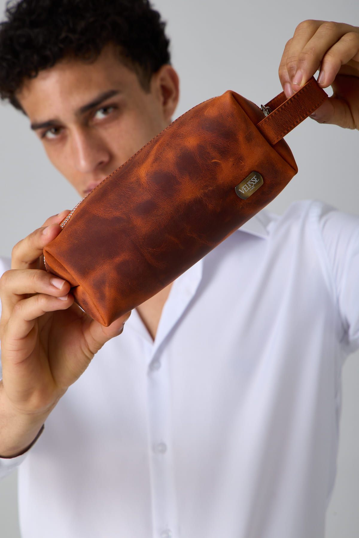 Compact Zip Pouch in Cognac, view 1