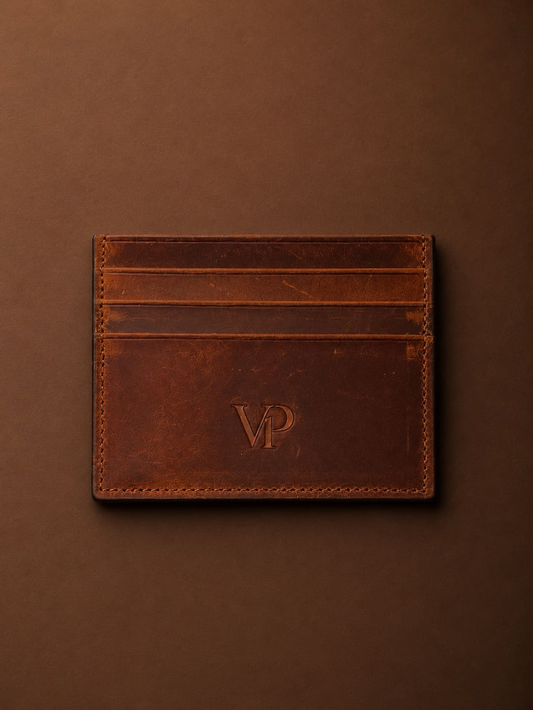 Slim Card Holder in Cognac, view 1