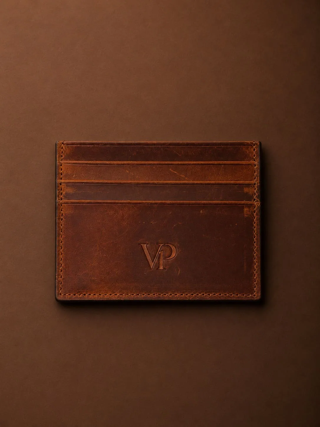 Slim Card Holder in Cognac, view 1