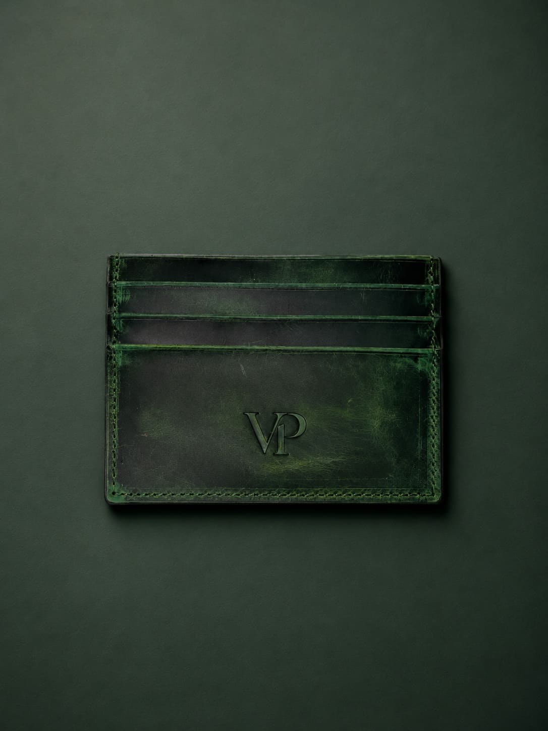 Slim Card Holder in Forest Green, view 1