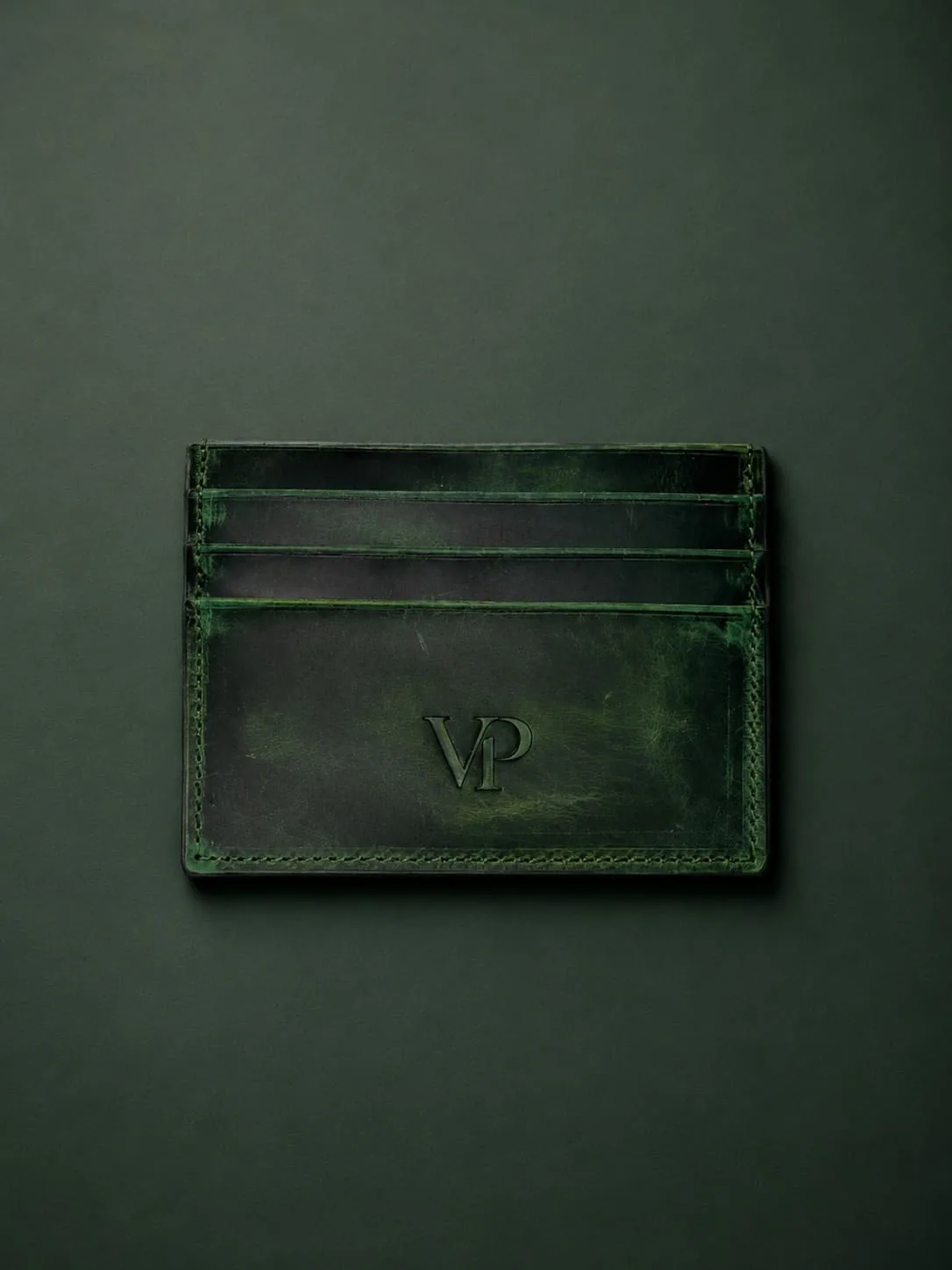 Slim Card Holder in Forest Green, view 1